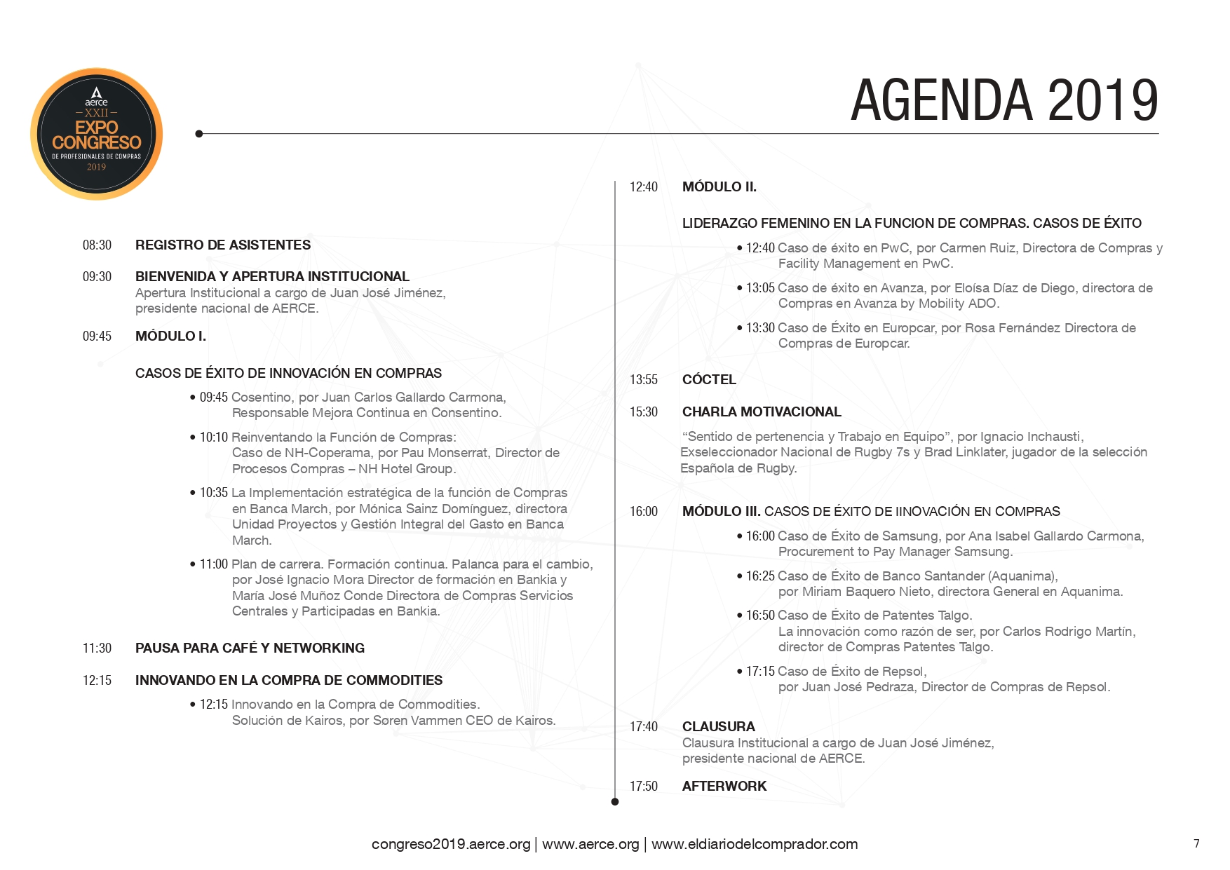 Agenda detallada de esta edición